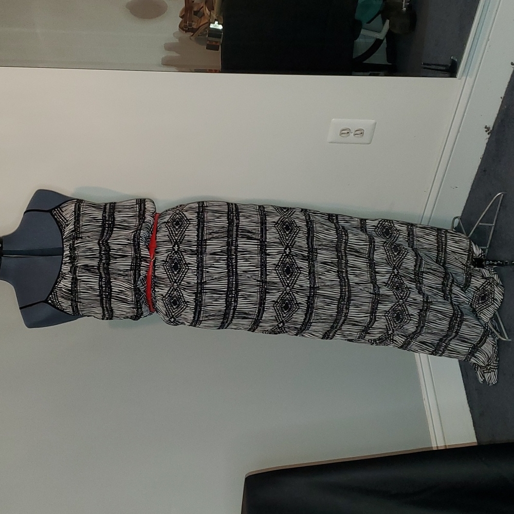 City Triangles, Medium, Navy blue and White print dress
